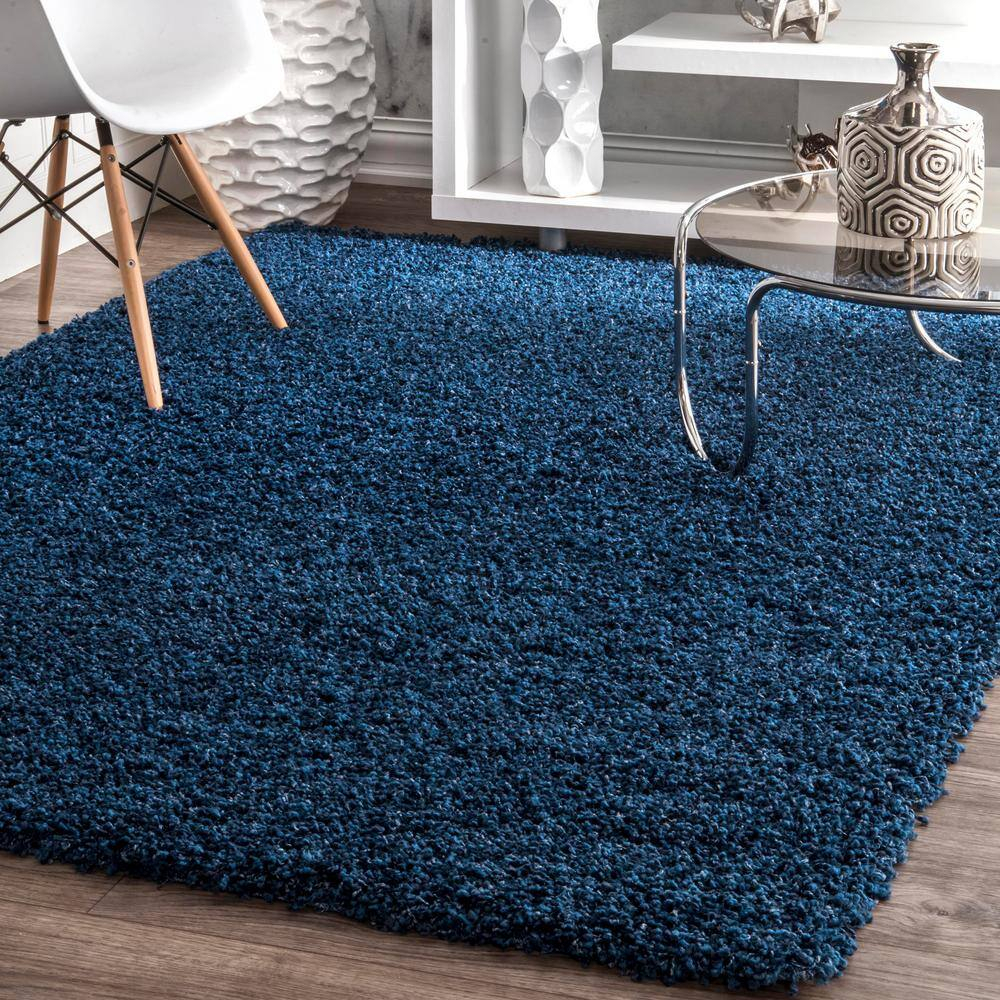Marleen Plush Shag Navy 12' x 15' Synthetic Area Rug