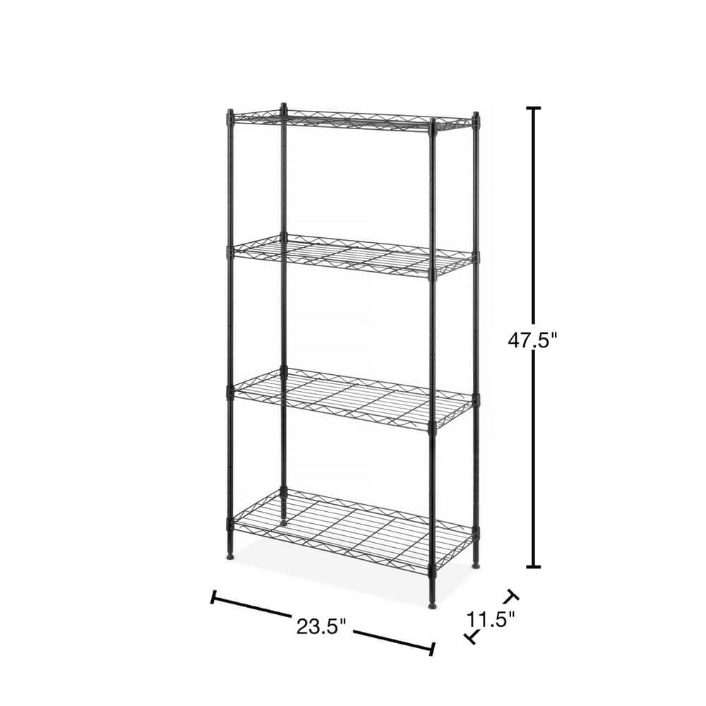 Whitmor Supreme 4-Tier Shelving - 100 lb. per Shelf - Black