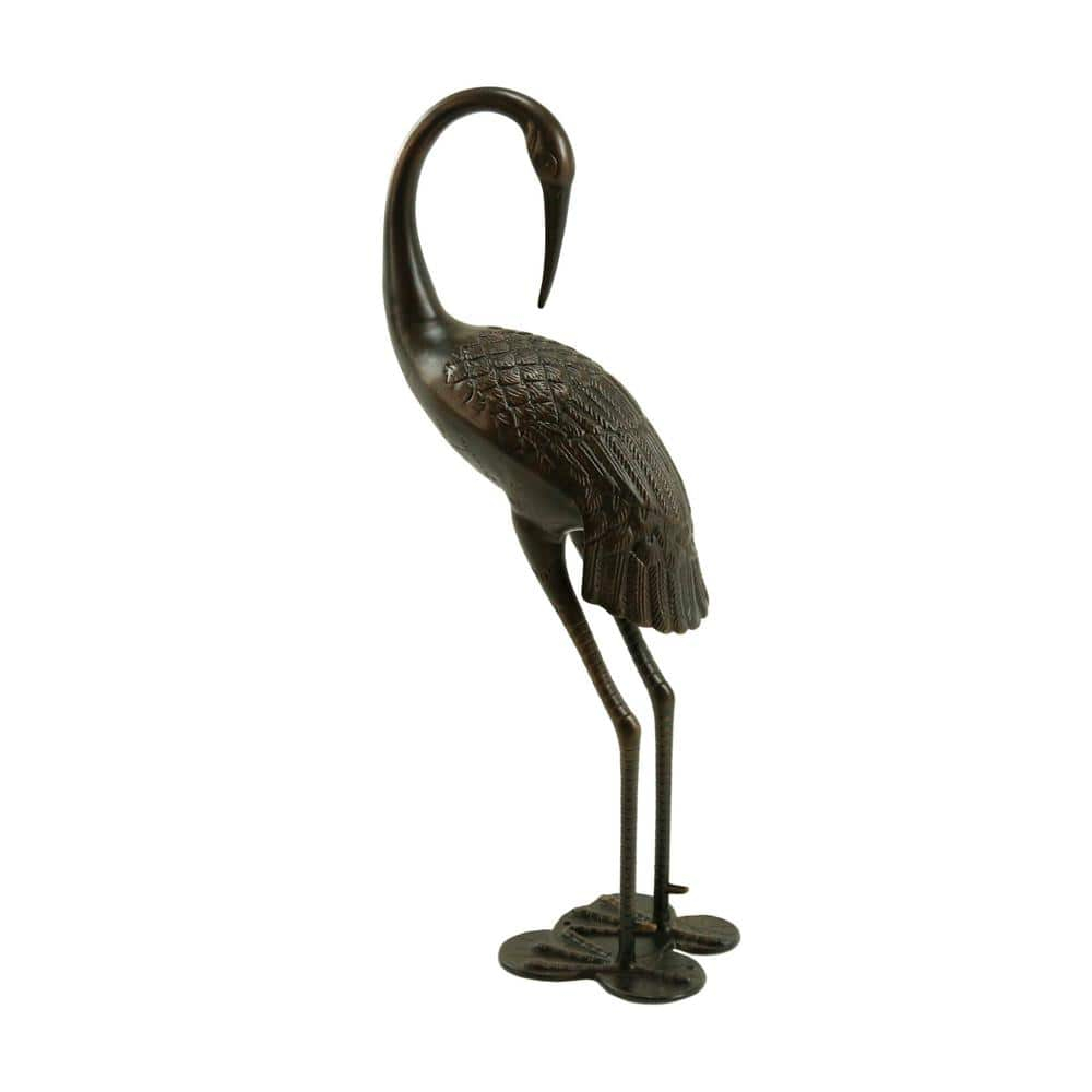 Noble House Scarlet Outdoor 39" Aluminum Crane Garden Statue in Dark Bronze
