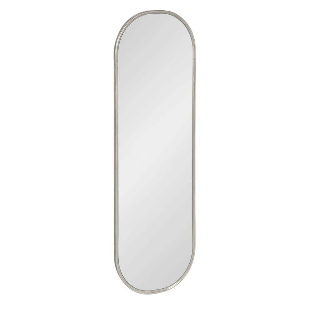 Kate and Laurel Caskill Modern Capsule Panel Mirror, 16 x 48, Silver, Decorative Oval Full Length Accent Mirror for Wall