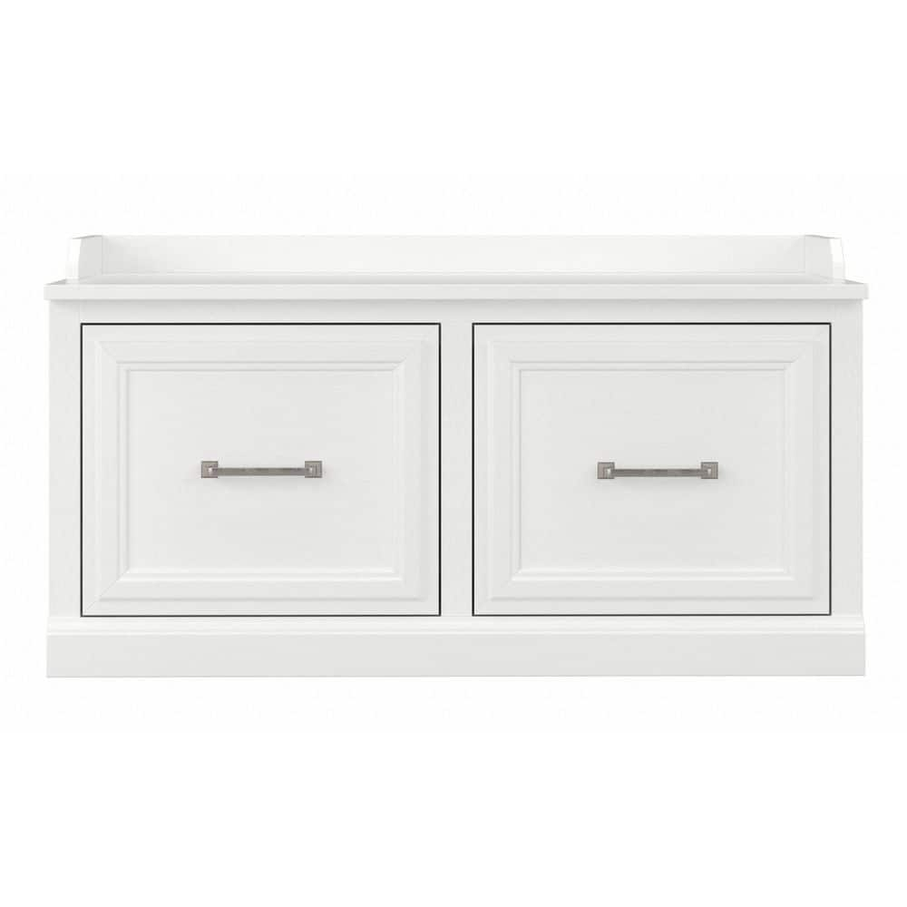 Woodland 40W Shoe Storage Bench with Doors in White Ash - Engineered Wood