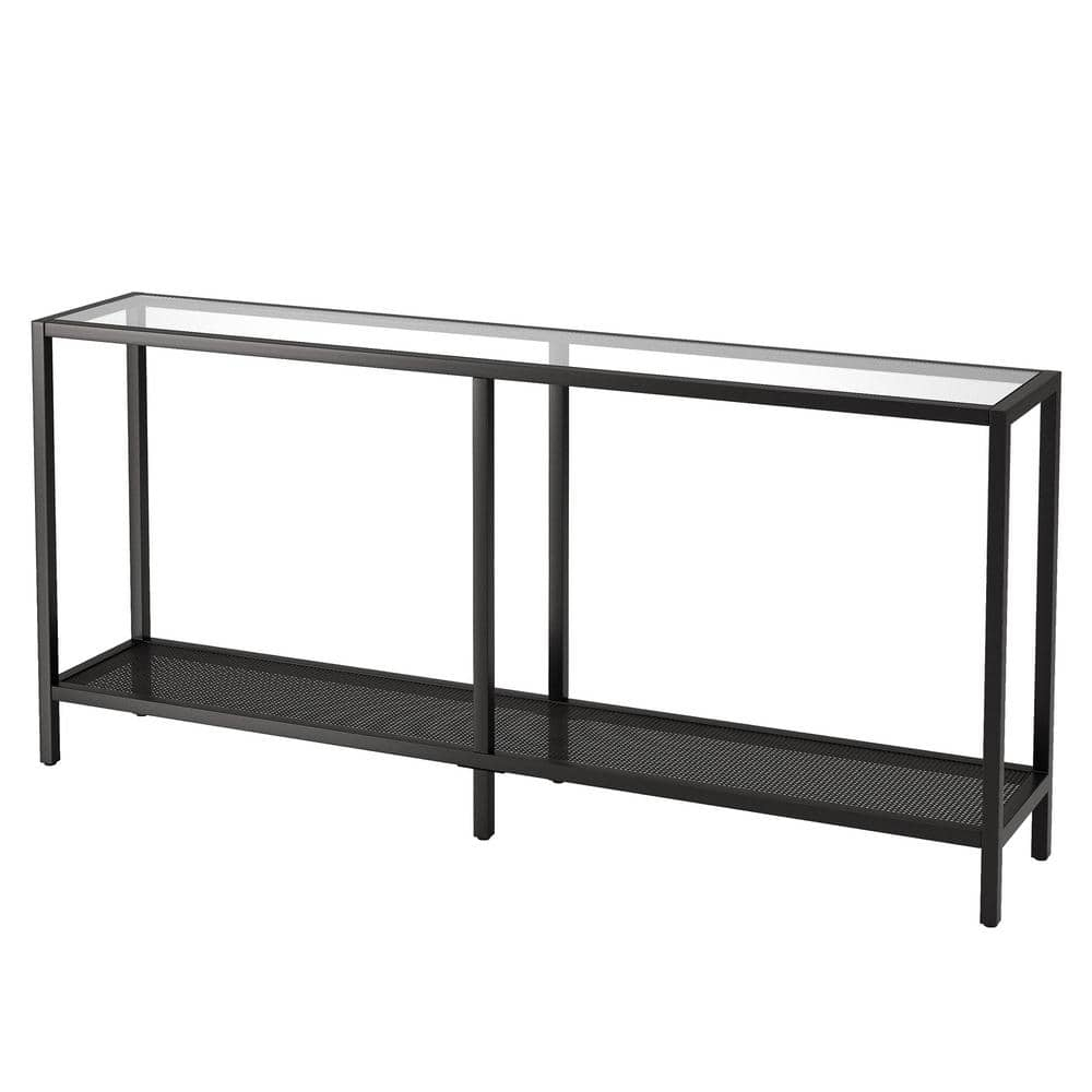 Evelyn&Zoe Rigan 64" Wide Rectangular Console Table, Blackened Bronze