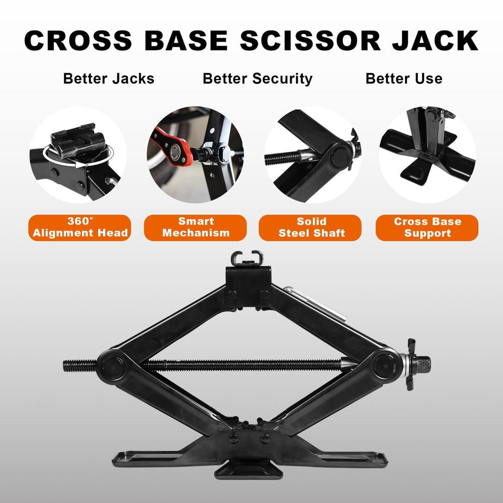 BIG RED 1.5 Ton Portable Steel Scissor Jack