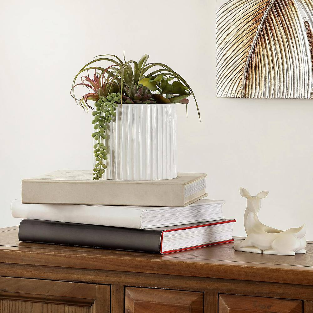 SAFAVIEH Faux 9.5 Inch Mixed Succulent Potted Plant, White