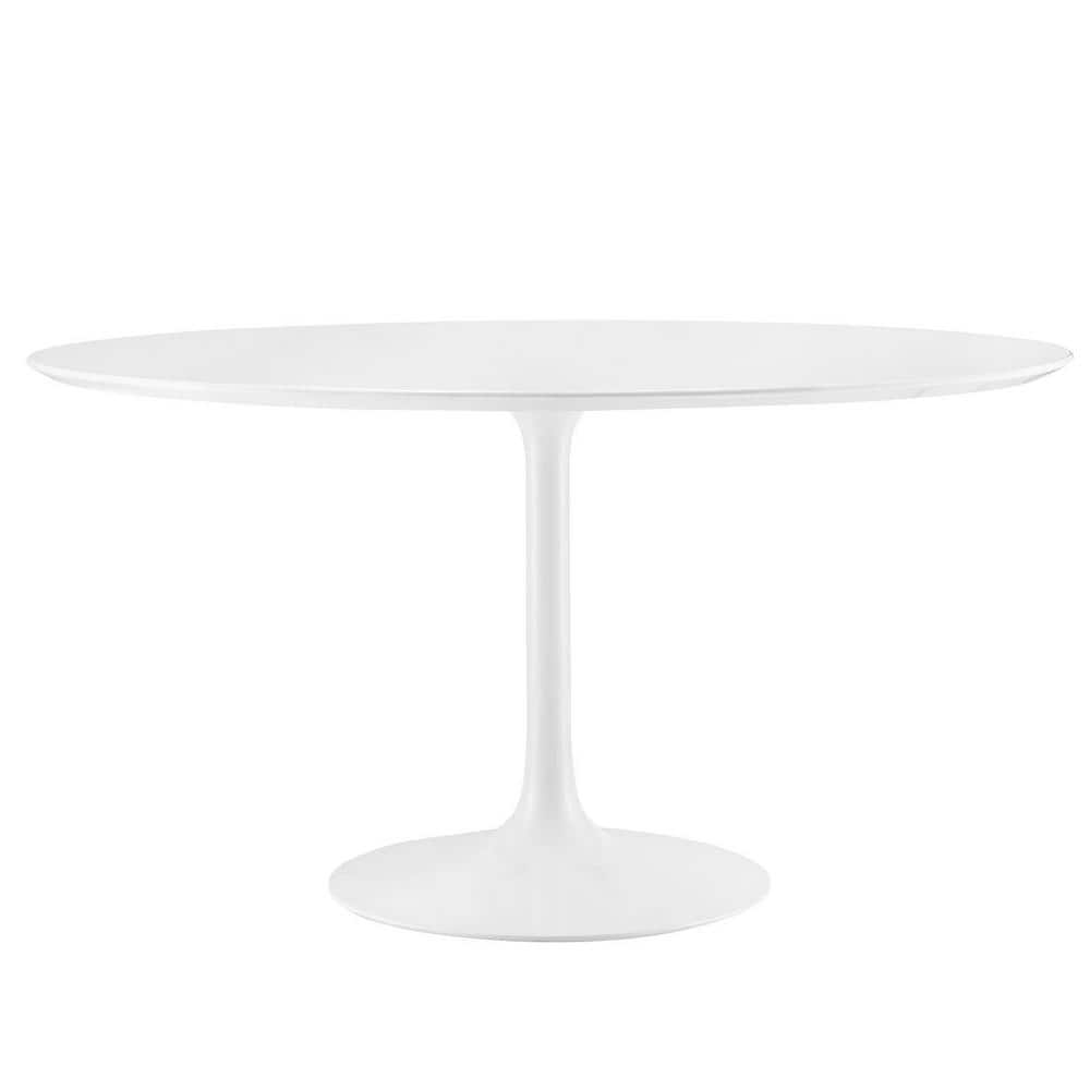 Modway Lippa 54" Round Modern Wood Top Dining Table in White