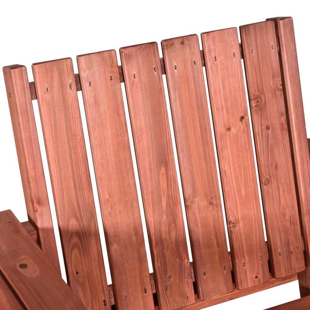 Outsunny Patio Bench, Wood Garden Bench with Center Table & Umbrella Hole, Wooden Outdoor 2 Chair Set, Slatted, Varnished, Orange