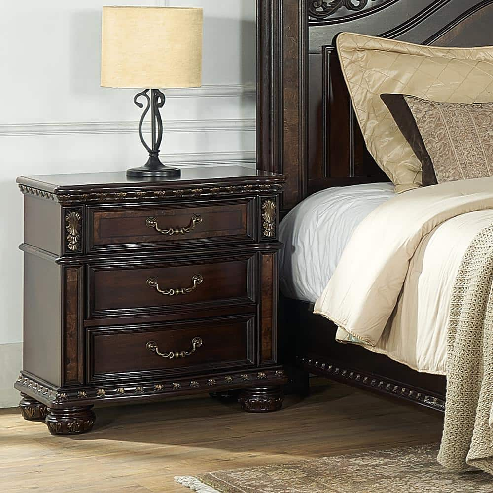 Steve Silver Monte Carlo Rich Cocoa Chocolate 3-drawer Wood Nightstand