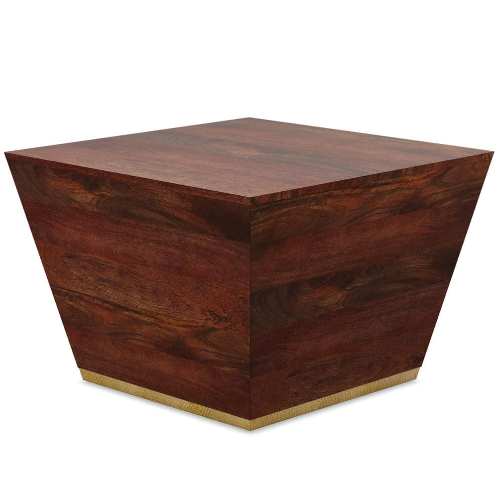 SIMPLIHOME Abba Solid Mango Wood 28 Inch Wide Square Modern Coffee Table in Cognac Brown, Fully Assembled, for The Living Room and Family Room
