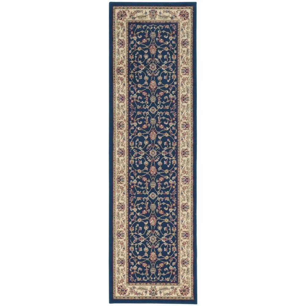 1596-1354-NAVY Como Rectangular Navy Blue Traditional Italy Area Rug- 2 ft. 2 in. W x 7 ft. 7 in. H