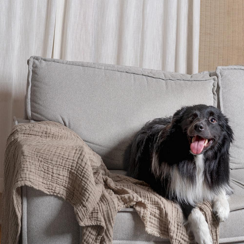 50"x60" Two Toned Organic Throw Blanket Beige - Truly Soft: Non-Woven, All Ages, Machine Washable