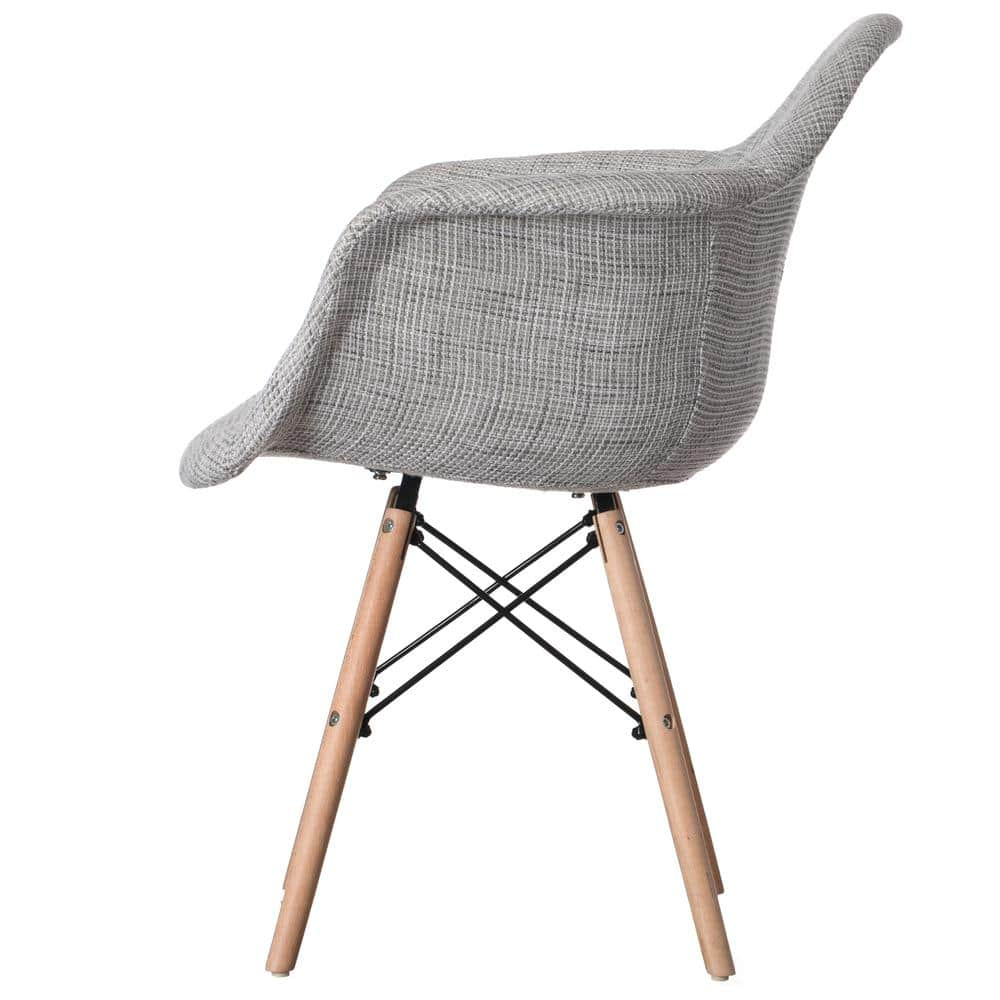 Gray Mid-Century Modern Ergonomic Side Chair with Beech Wooden Legs