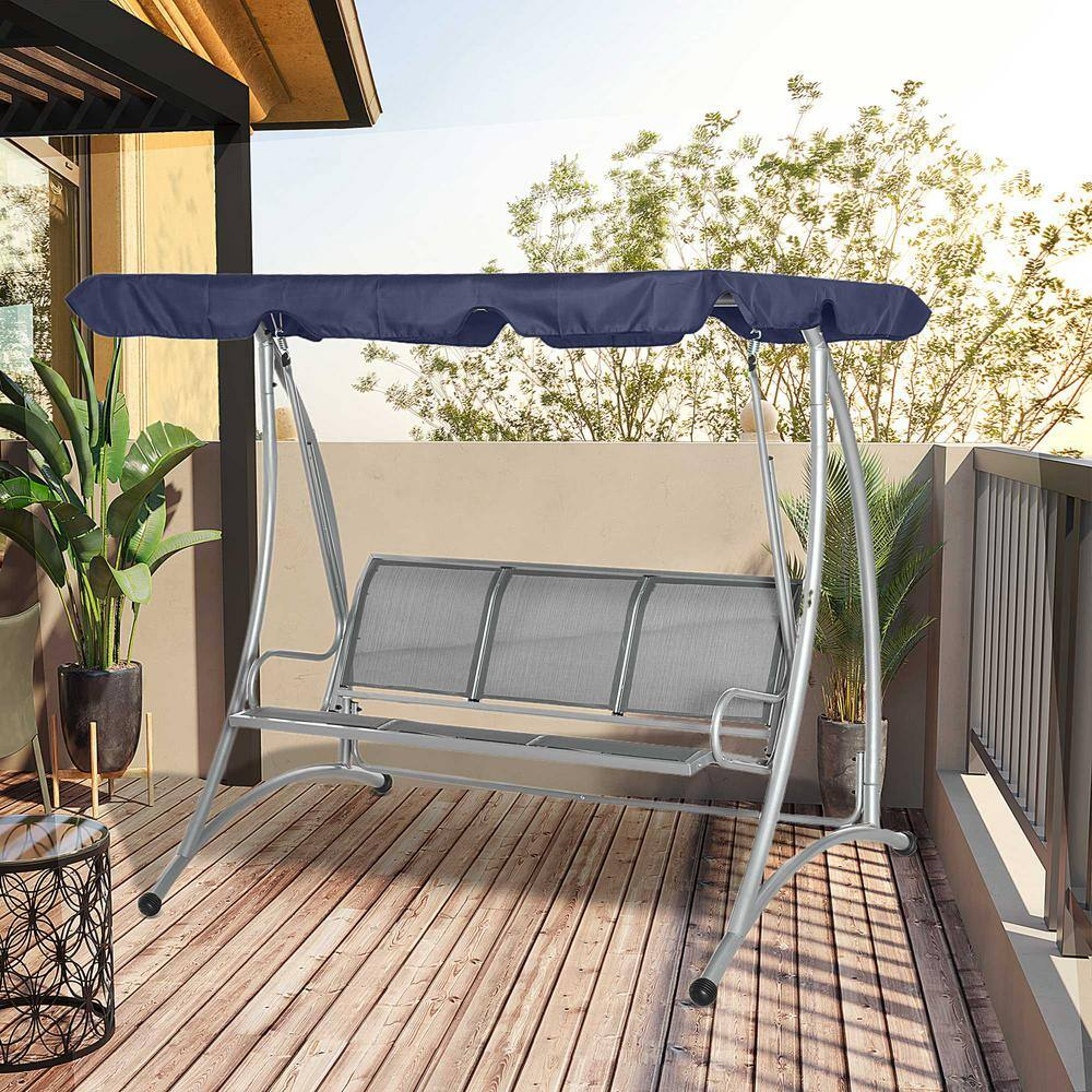 Outsunny 3-Seater Patio Swing Chair with Canopy Top for Backyard Balcony