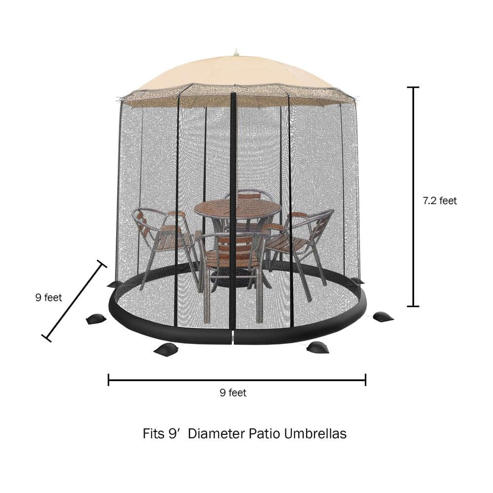Pure Garden Mosquito Net for 9ft Patio Umbrellas with Weighted Bottom