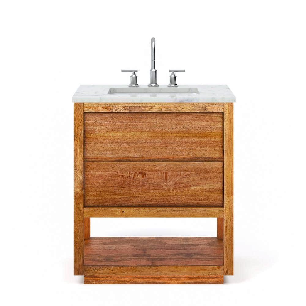 Oakman 30" Mango Wood Single Sink Vanity with Carrara Marble Top