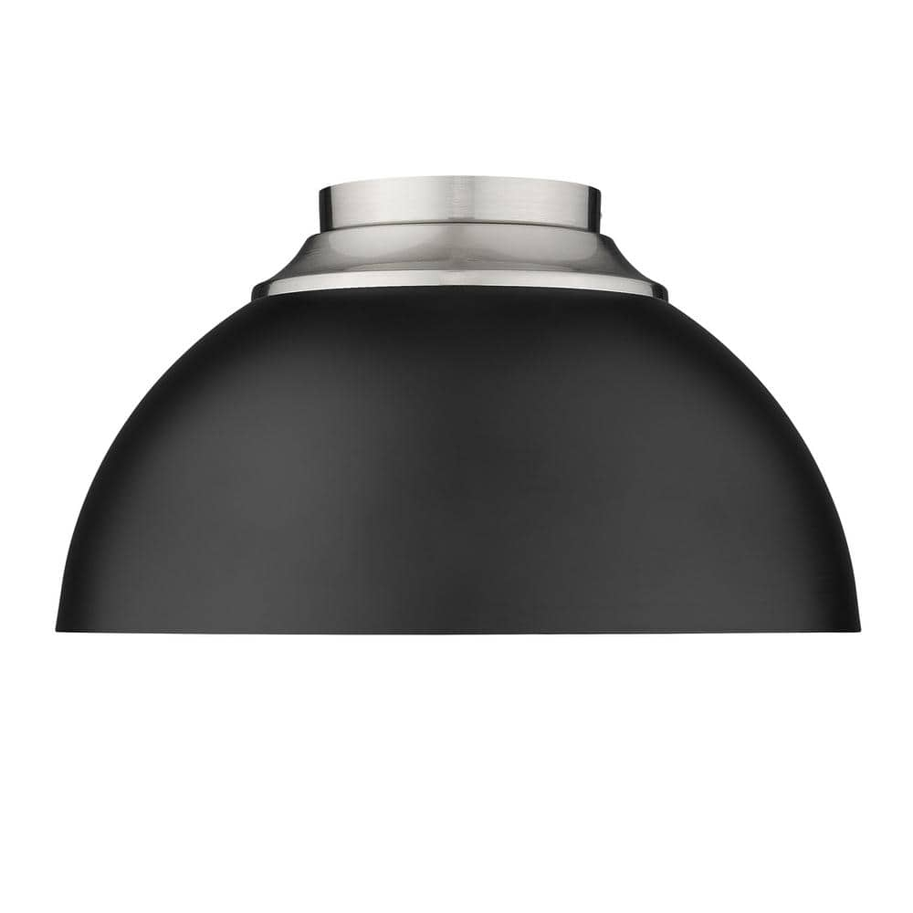 Golden Lighting Zoey 3-Light Flush Mount in Pewter with Matte Black