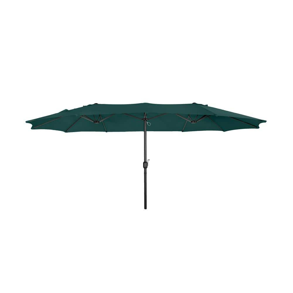 Polytrends Johnn 15-foot Double-Sided Outdoor Offset Patio Twin Umbrella Dark Green 15 ft