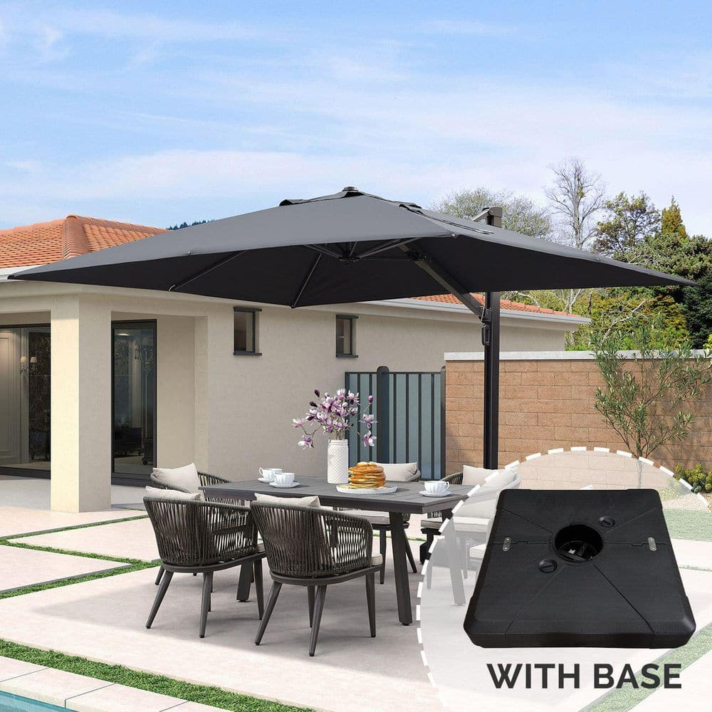 PURPLE LEAF 9' X 12' Rectangle Patio Umbrella Large Cantilever Outdoor Aluminum Offset Umbrella with 360-degree Rotation for Garden Deck Backyard Pool, Grey