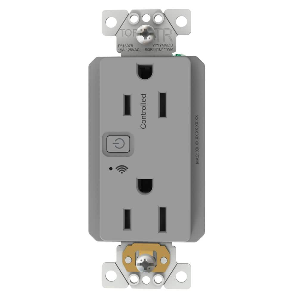 Square D by Schneider Electric X Series 15A 125V Wi-Fi Energy Monitoring Socket Outlet, Tamper Resistant, Needs Neutral Wire, Matter Certified, Compatible with Alexa, Google Home, Apple Home, Grey