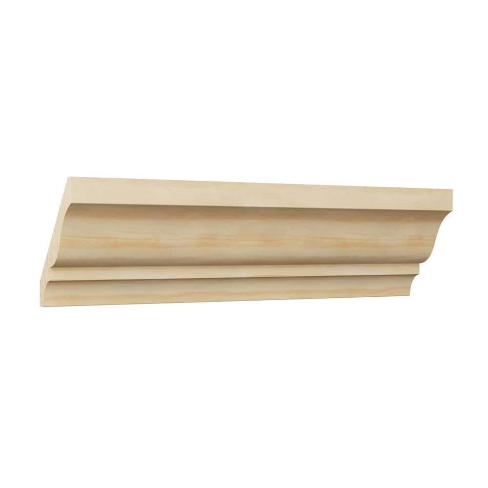 Natural Pine Wood Crown Molding, 96-inch Length