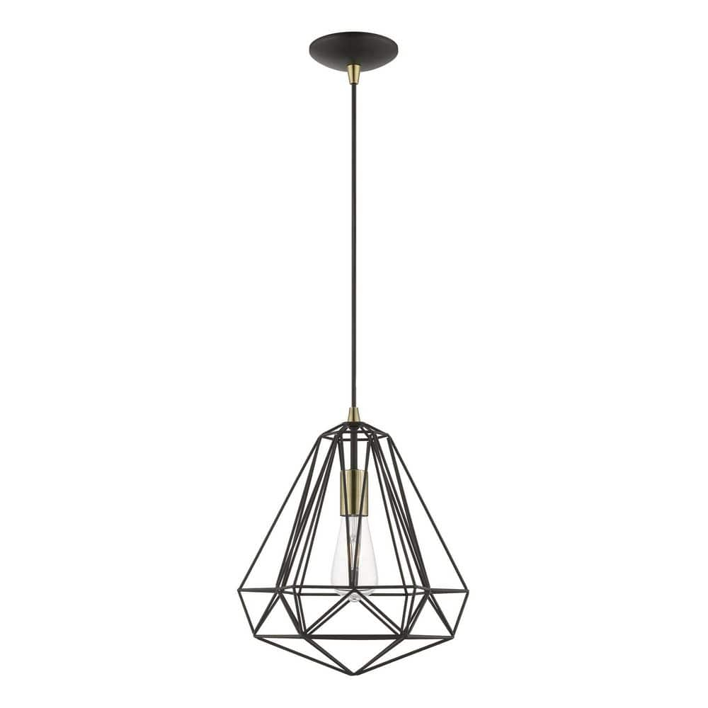 Livex Lighting Knox 1 - Light Pendant in  Textured Black/Polished Chrome
