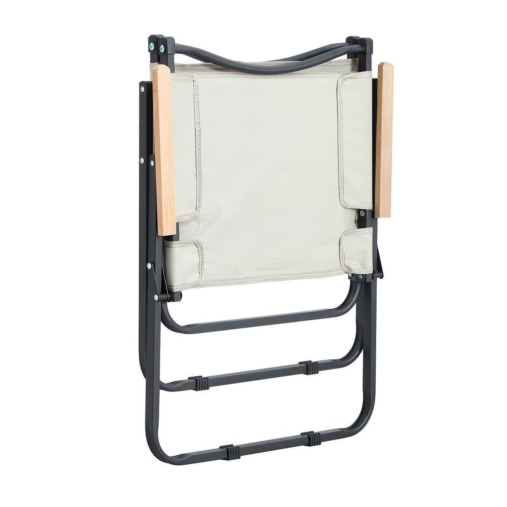 2-Piece Beige Steel Metal Folding Outdoor Lawn Chair for Camping, Picnics, Beach, Backyard, BBQ, Party, Patio