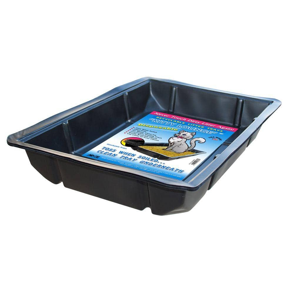 Black Rectangular Disposable Plastic Litter Trays, 50-Pack