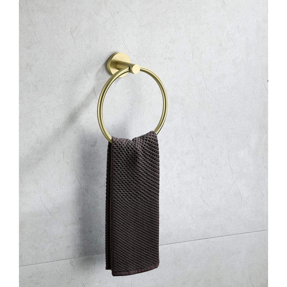 Bathroom Wall Mounted Towel Ring Towel Holder Hand Towel Bar in Stainless Steel Brushed Gold