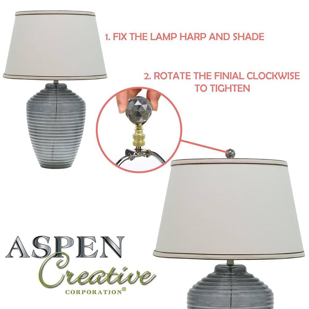 Aspen Creative 24011-12, 2 Pack Clear with Blue Line Glass Lamp Nickel Finish, 2" Tall Finial, Clear & Blue