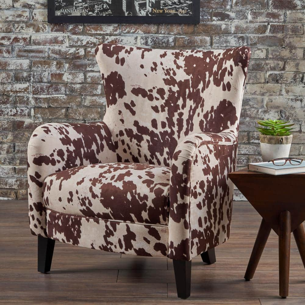 Noble House Siena Classic Milk Cow Velvet Club Chair, Beige