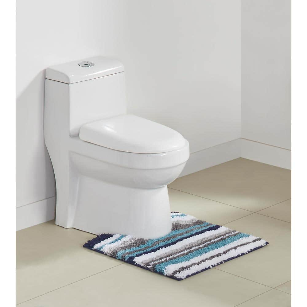 Better Trends Griffie 100% Polyester 4 Piece Set Bath Mat Rug Set - Blue & Gray