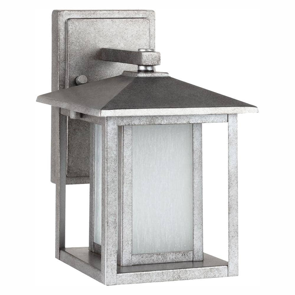 Hunnington 1-Light Weathered Pewter Outdoor 11 in. Wall Lantern Sconce