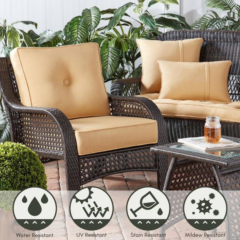 Sunbrella 2-Piece Outdoor Deep Seat Cushion Set in Canvas Wheat