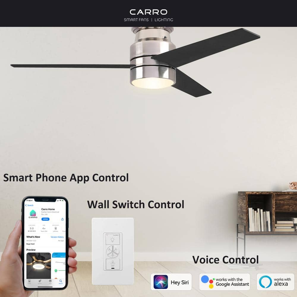 CARRO Aurora 52-inch Indoor Smart Ceiling Fan with Wall Control, Light Kit Included, Works with Alexa/Google Home/Siri