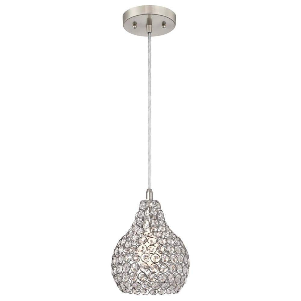 Westinghouse Kelcie Mini Pendant Brushed Nickel Finish Crystal Jewel Shade