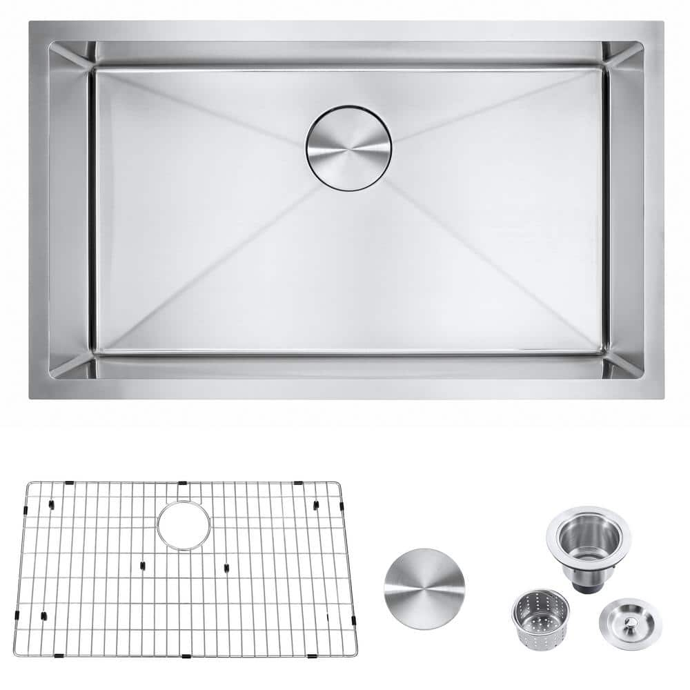 DIRECTUNIT 30 Inch Undermount Kitchen Sink 18 Gauge Stainless Steel Single Bowl