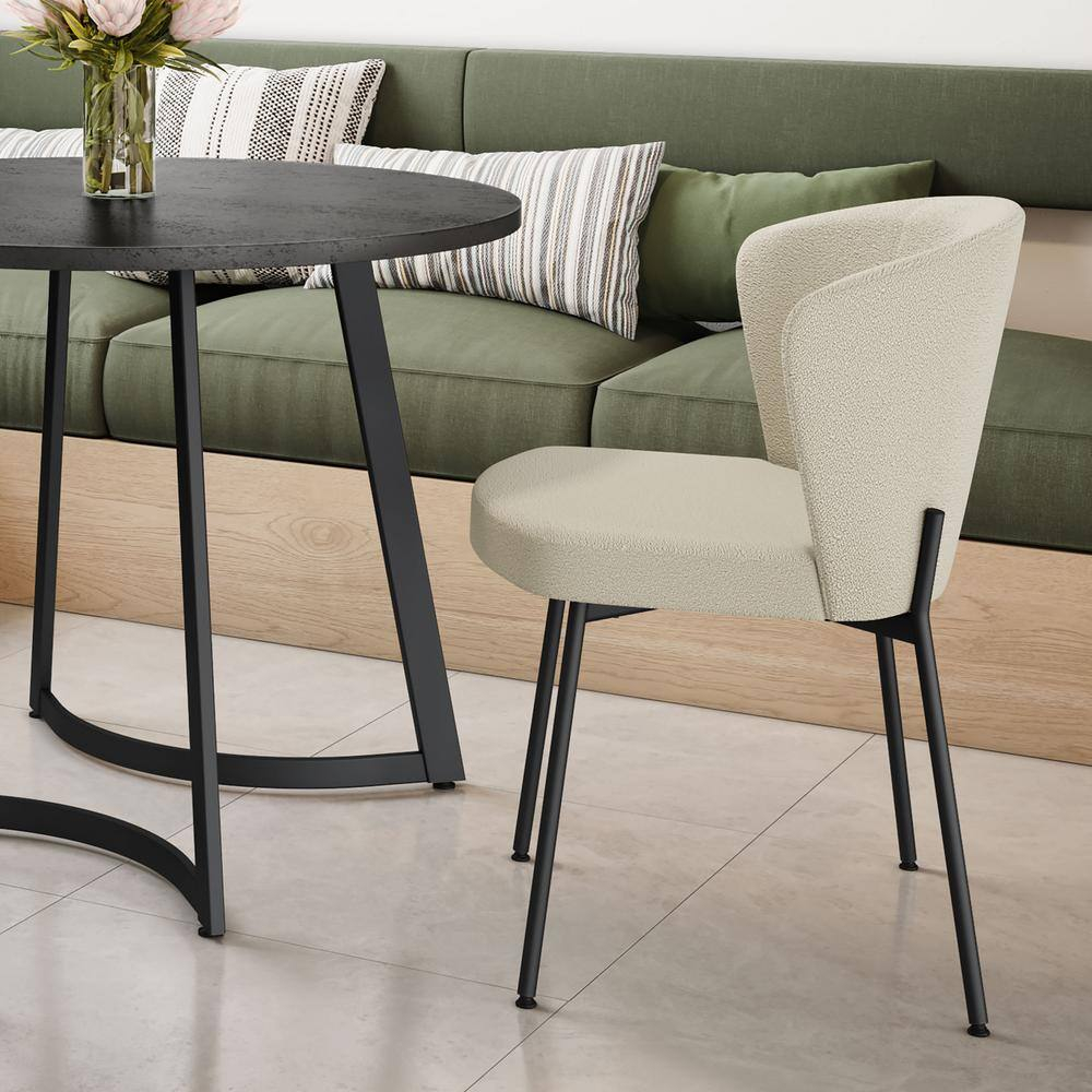 Amisco Camilla Dining Chair - Cream Bouclé Polyester / Black Metal