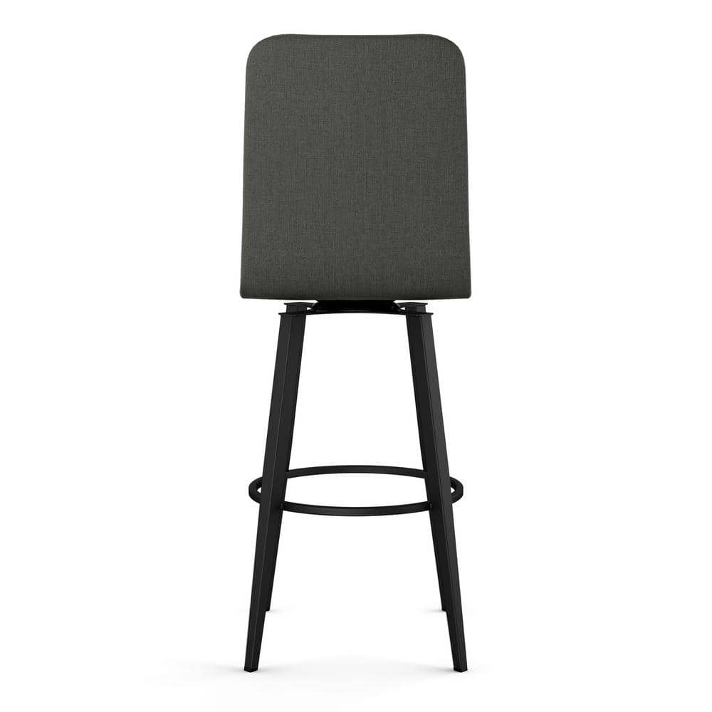Watson 26" Charcoal Grey Polyester Swivel Counter Stool with Black Metal Frame