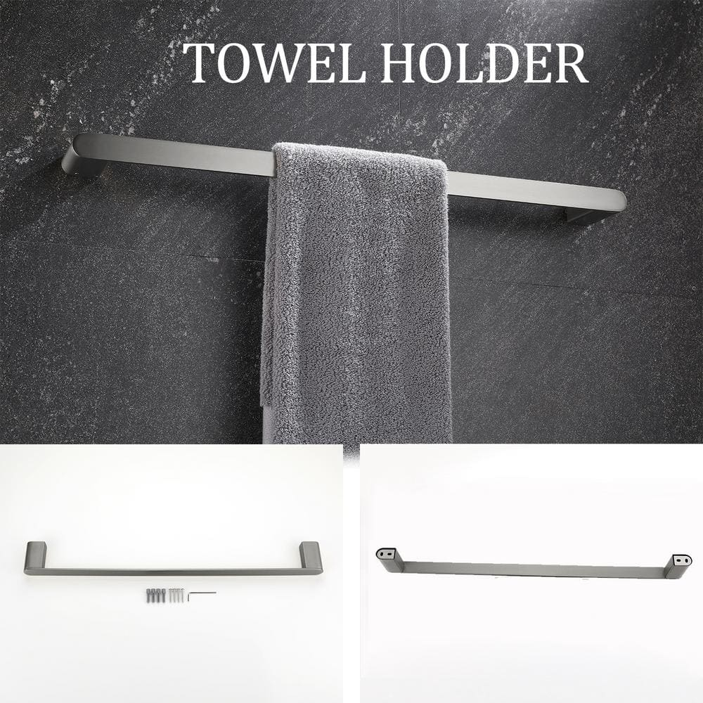 Matte Gray Stainless Steel 5-Piece Bathroom Hardware Set