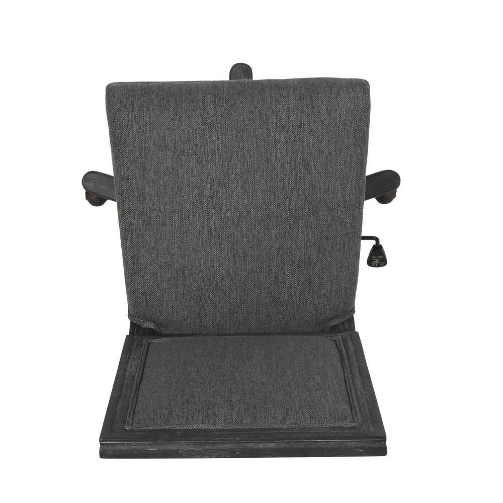 Noble House Printz Wood Swivel Office Chair, Charcoal and Natural