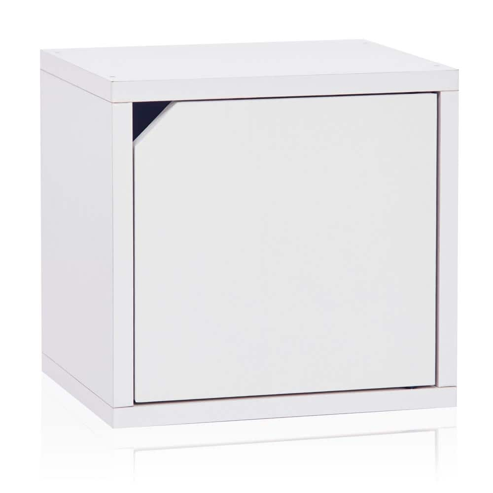 12.6 in. H x 13.4 in. W x 11.2 in. D White Eco Stackable Storage Cube Organizer with Door