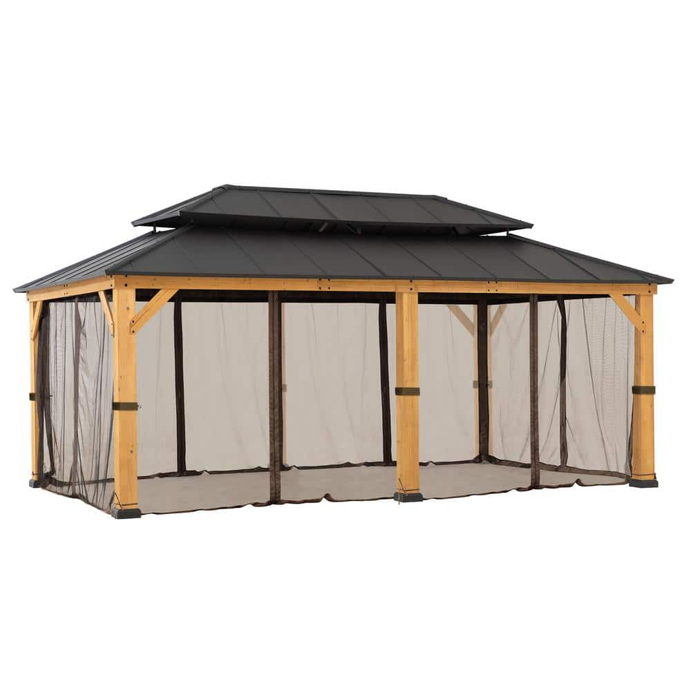 Sunjoy Sunjoy Replacement Gazebo Mosquito Netting Outdoor Panles,Waterproof 6- Panel Screen Walls for Gazebo, Patio & Backyard Protection