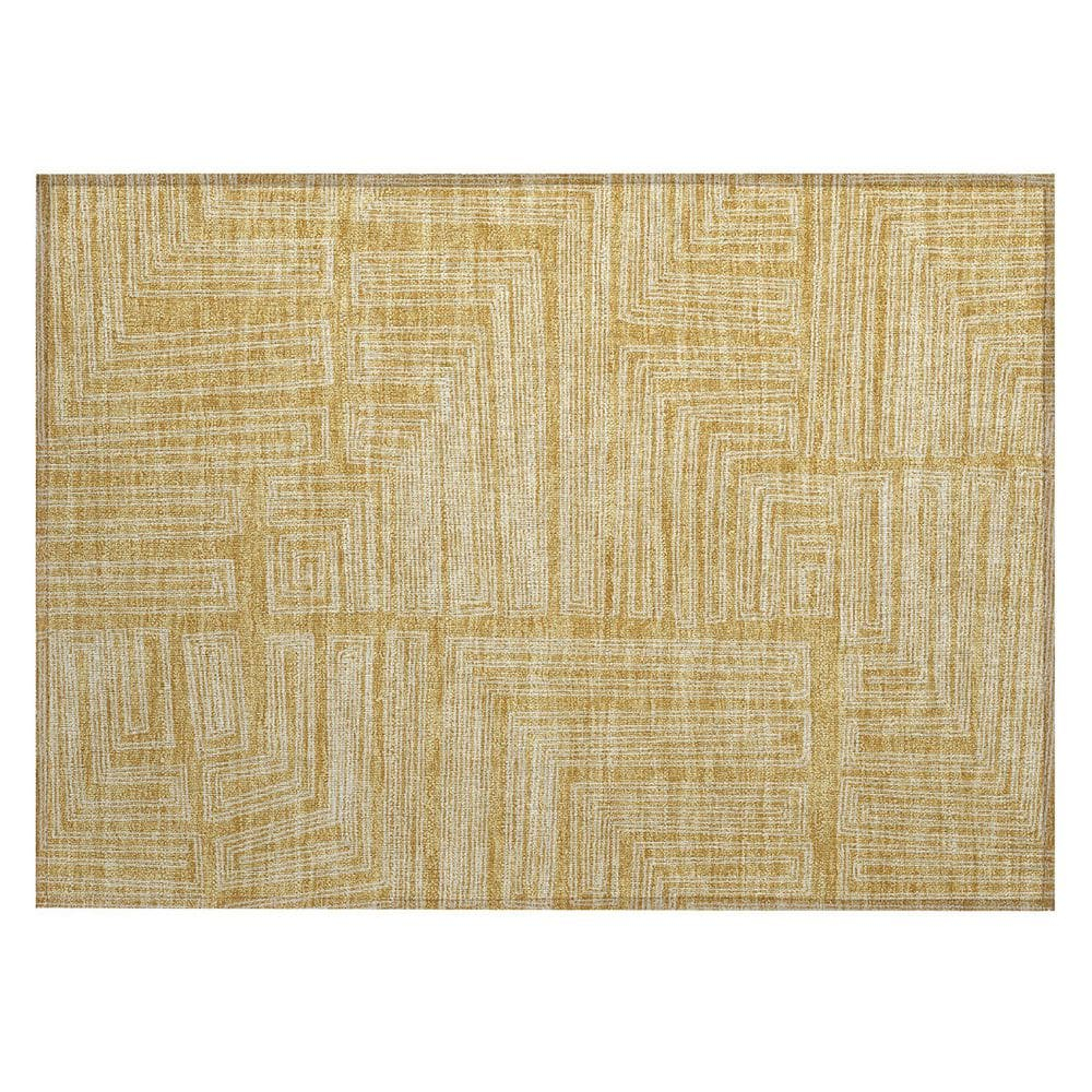 Addison Rugs Chantille ACN1045 Gold 1'8" x 2'6" Indoor Outdoor Area Rug, Easy Clean, Machine Washable, Non Shedding, Bedroom, Entry, Living Room, Dining Room, Kitchen, Patio Rug