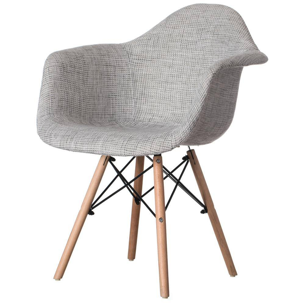 Gray Mid-Century Modern Ergonomic Side Chair with Beech Wooden Legs