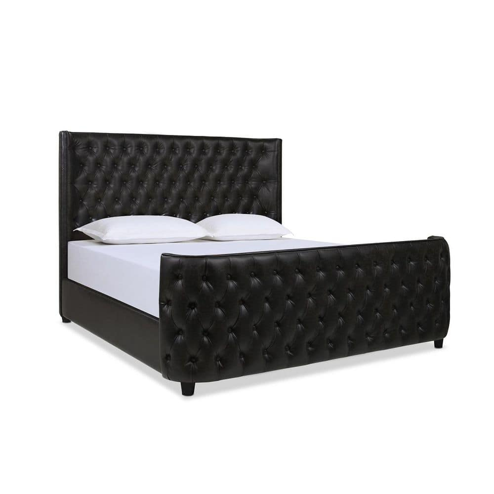 Brooklyn King-Size Luxe Wood Frame Upholstered Bed with Tufted Nailhead Trim