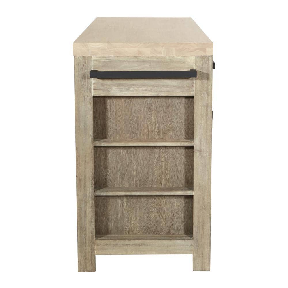 OSP Home Furnishings Cocina Kitchen Island with Spice Rack and Wood Top