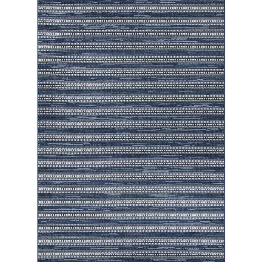 Couristan Afuera Beachcomber 3' x 5' Marine Striped Nautical Outdoor Rug