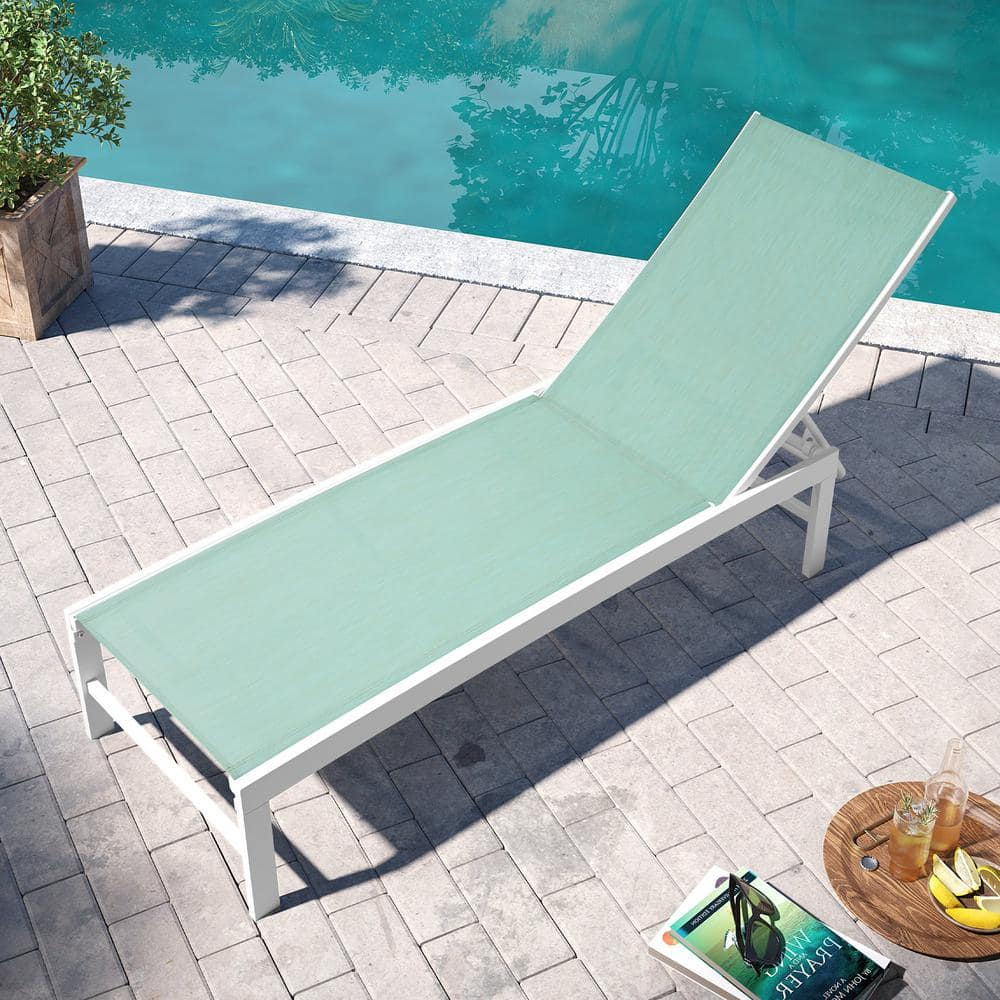 Pellebant Outdoor Chaise Lounge Aluminum Patio Adjustable Chair,Green
