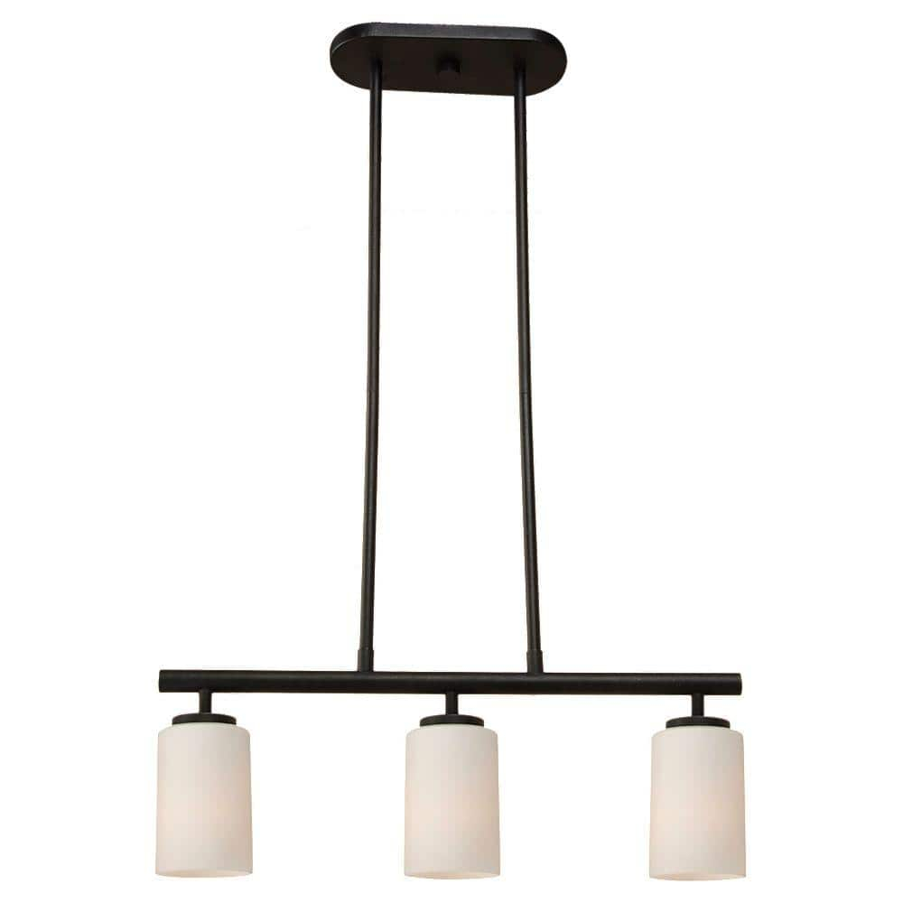 Midnight Black Glass Three Light Island Pendant