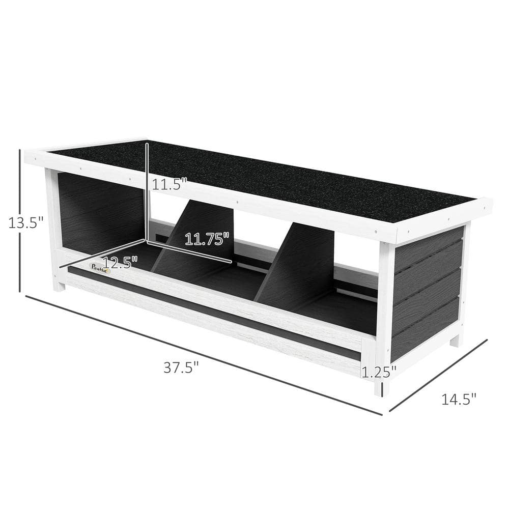 Gray Wooden 3-Hole Chicken Nesting Box with Asphalt Roof