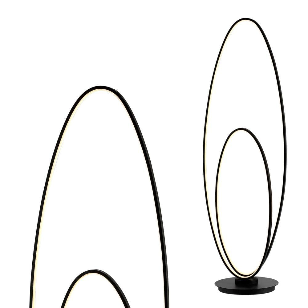 JONATHAN Y JYL9540A Looper 47" Metal Modern Contemporary Oval Dimmable Integrated LED Floor Lamp for living room, dinning room, bedroom, office, Black